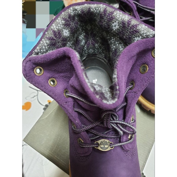 Timberland紫色反折靴