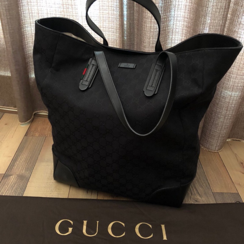 Gucci 黑色老花 男用肩背包 大托特 媽媽包 公事包 極新 保證正品 附防塵袋 商品卡 便宜出售