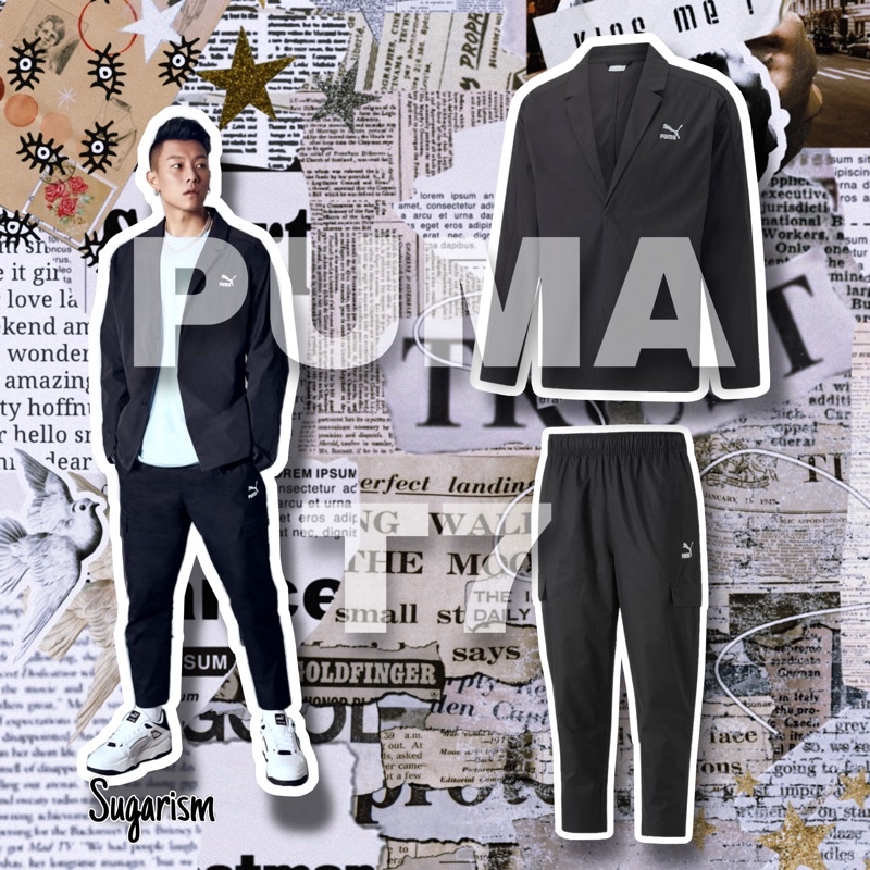 PUMA 流行系列 T7 西裝式 風衣外套 瘦子 ESO 廣告款 黑色53730901 長褲53560501