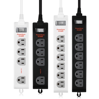 Powersync 群加國際 【臺灣製】1開4插/1開6插加大距離防雷擊延長線/固定掛孔/1.8m