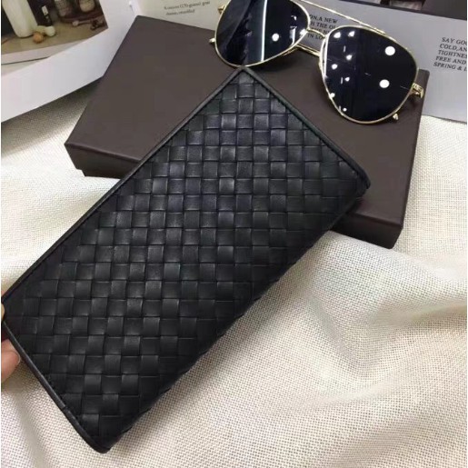 Jj二手精品店 Bottega Veneta Bv 黑色 編織真皮兩摺長夾皮夾錢包 100 真品 蝦皮購物