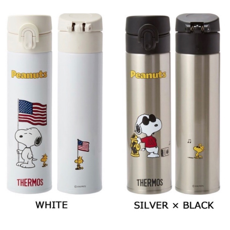 ［M&amp;Y] 銀色現貨！Snoopy&amp;Thermos 史努比 膳魔師 聯名 保溫瓶 塗鴉般 俏皮 日本專賣🇯🇵