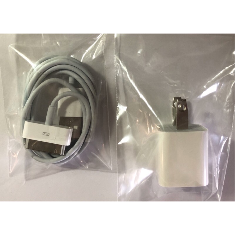 原廠 Apple 30-pin 專用充電線 (4/4S, 老iPod) 專用, 含5W 充電器 整組原廠合售