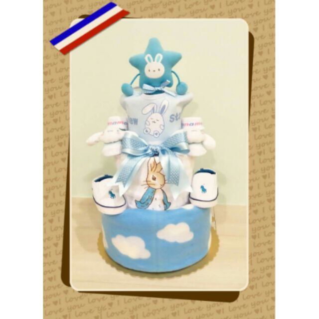 Yoyo菇~雲朵兔兔 尿布 蛋糕----彌月禮 / 生日禮 / 滿月禮 / 週歲禮 / 結婚祝賀禮