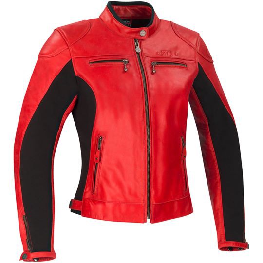 【德國Louis】Segura 女用摩托車騎士皮衣外套 紅色水牛皮革復古咖啡賽車女生騎士防摔衣護具夾克 編號207428