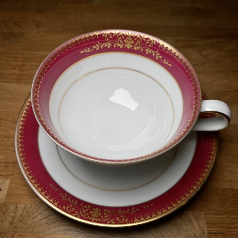 Noritake 咖啡杯盤組 金紅 送 半磅咖啡豆