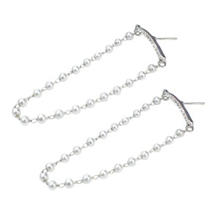 韓國氣質長款耳環 水鑽時尚 珍珠垂墜 S925銀耳針 艾豆 NNB5155