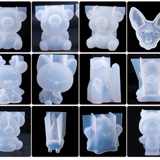 水晶滴膠 矽膠模具集合 3d立體 卡通幾何立體熊 石膏diy材料 矽膠模具 可愛動物小熊擺臺擺件 diy