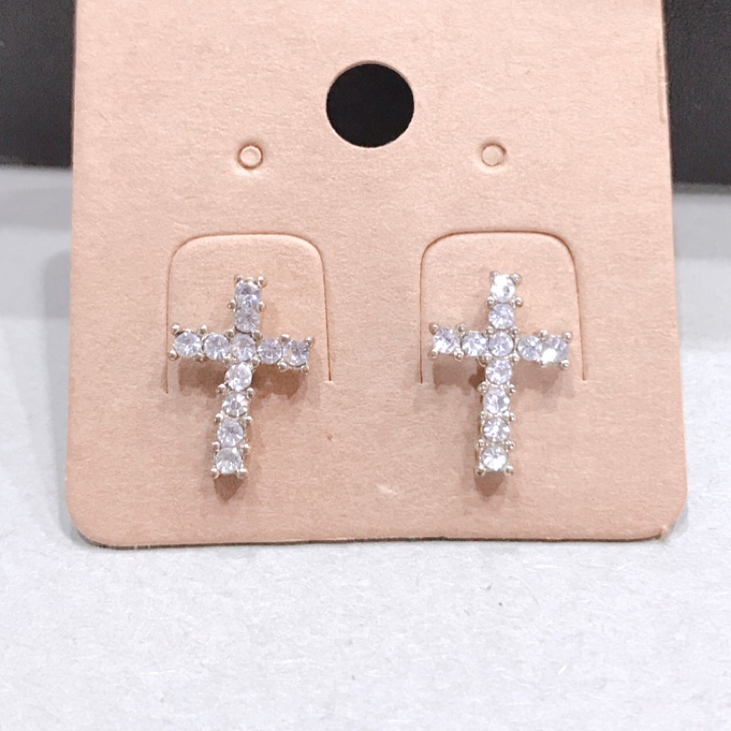 現貨-高質感韓國珠寶設計耳環-十字架鑽石耳環