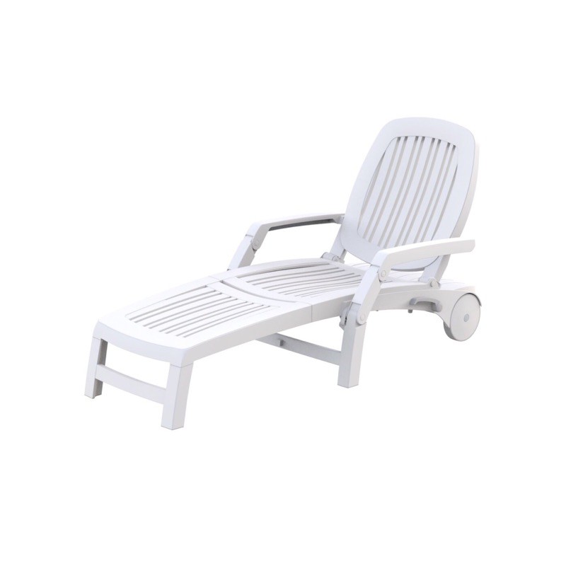 【BROTHER兄弟牌】強化型折疊式塑膠躺椅-白色多段調整全躺 可折收當單人椅使用 陽台觀景、社區、飯店泳池畔休閒