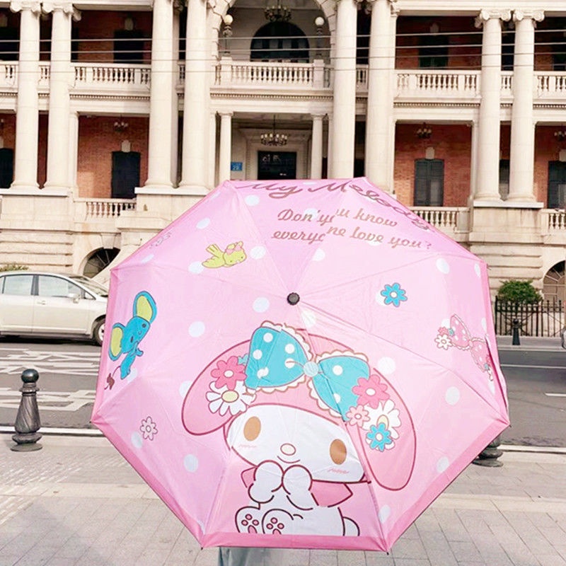 三麗鷗 美樂蒂 KT 哆啦A夢  史努比 卡通摺疊全自動雨傘新款創意遮陽防晒三折傘少女心便攜輕便晴雨傘
