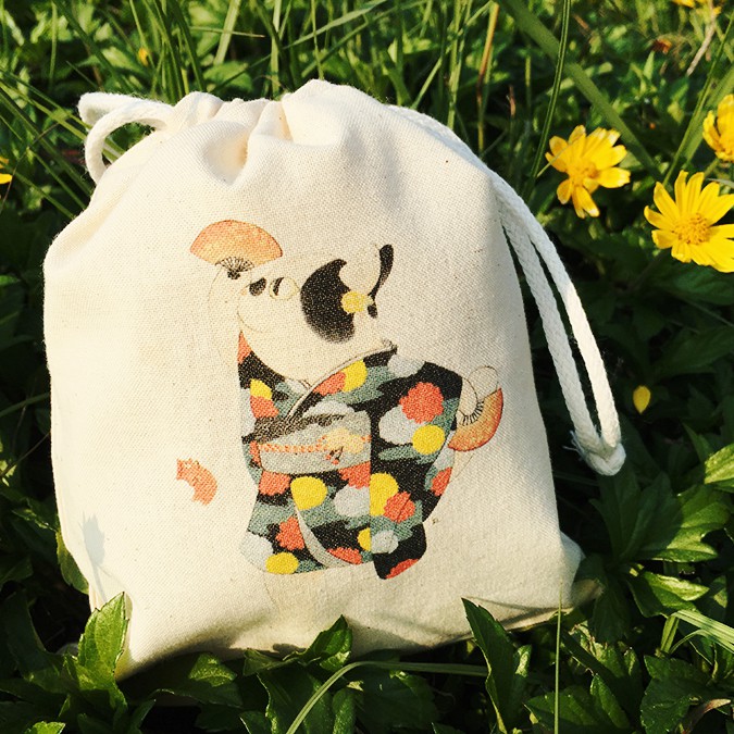 [Doo]貓咪浮世繪-小貓妖●雙拉繩胚布束口袋/收納袋/禮物袋●療癒小物/文創