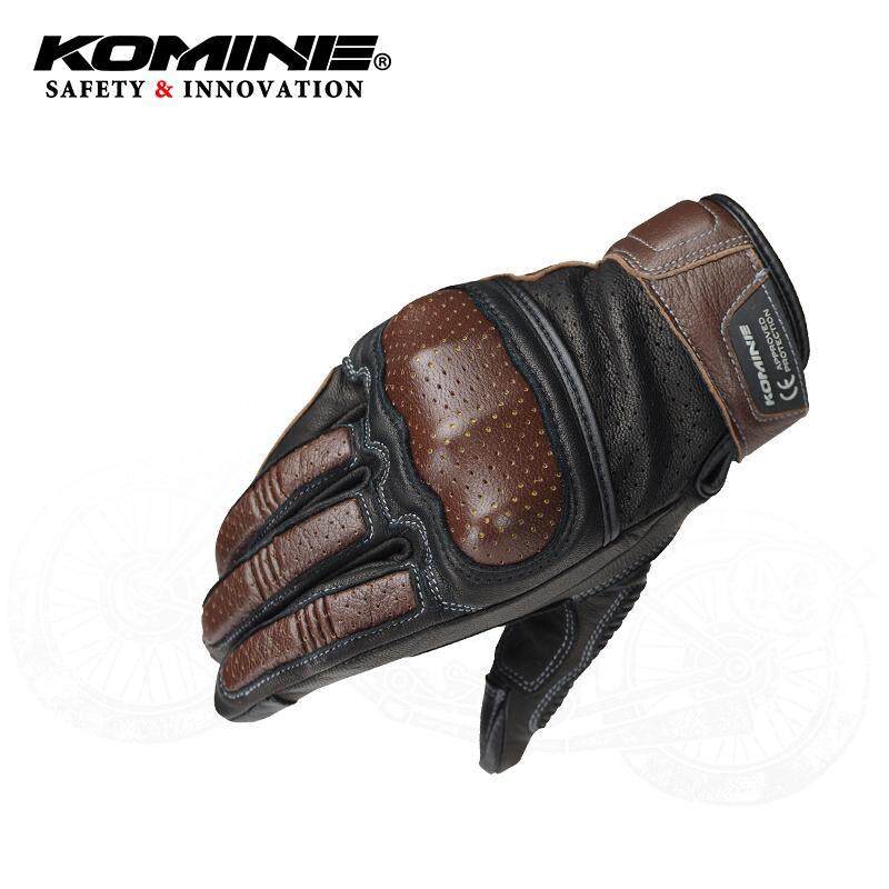 Komine GK-217 真皮摩托車手套屏幕觸摸摩托車自行車賽車手套透氣戴手套腳踏車