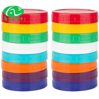16個裝塑料梅森罐蓋-彩色梅森罐蓋100％兼容Ball Kerr寬梅森罐（寬口）