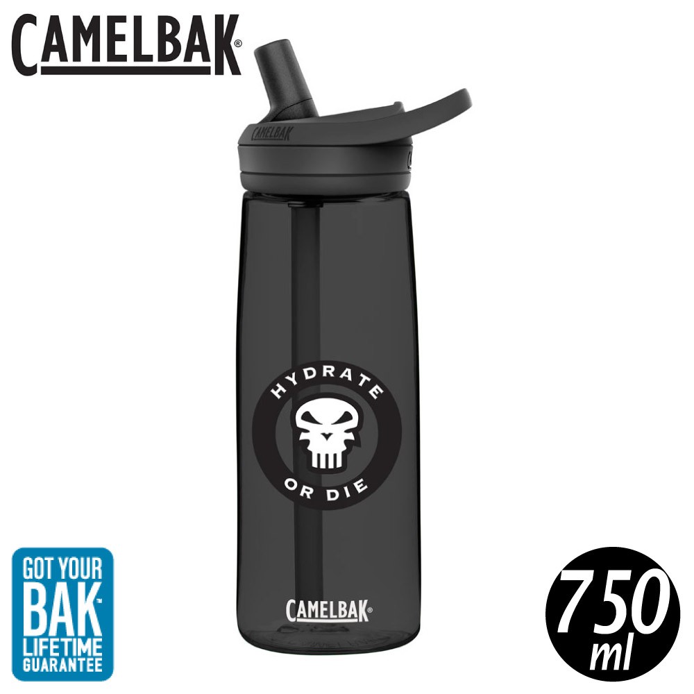 【CamelBak 美國 750ml eddy+多水吸管水瓶《骷髏黑》】CBM1643002075/水壺/悠遊山水