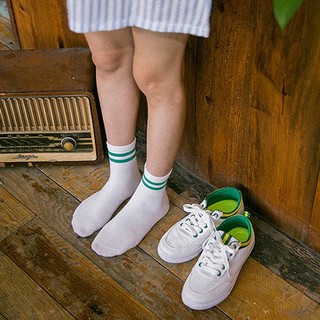 韓版 新款 襪子 女襪 原宿 簡約 二槓 兩條槓 條紋 白色襪子 棉襪 運動 休閒 中筒襪