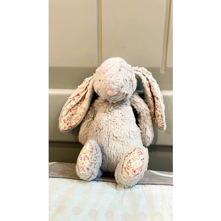 [JELLYCAT] 正版灰色碎花小兔安撫玩偶 31cm (二手)