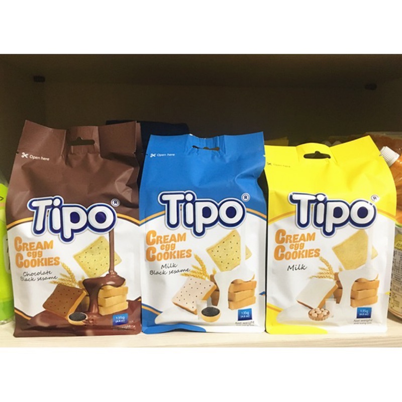 現貨‼️『新包裝!!新上市』越南 TIPO 雞蛋吐司餅 芝麻牛奶/牛奶/巧克力 135公克