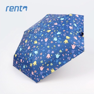 【rento】MINI不鏽鋼黑膠晴雨傘-草葉集 _藍