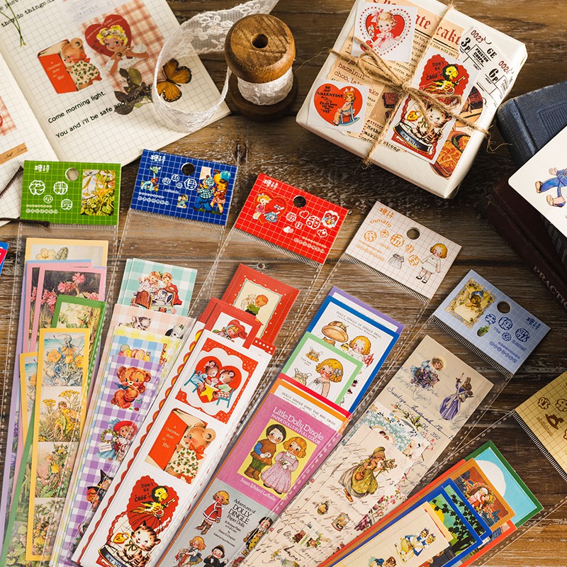 🍋檸檬青🍋台灣現貨復古童話書系列手繪卡通娃娃天使精靈貼紙6款12張入手帳裝飾素材