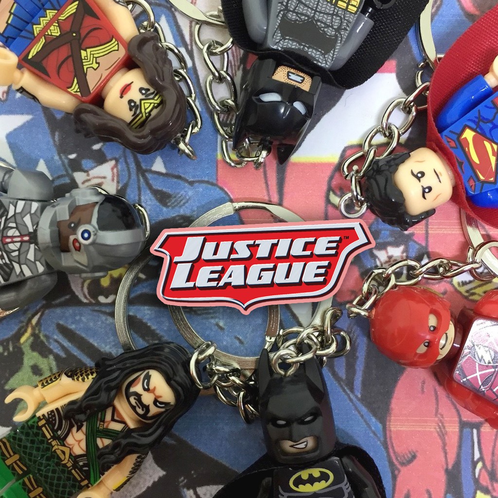 DC 正義聯盟 超人 蝙蝠俠 神力女超人 水行俠 閃電俠 黑暗騎士 鋼骨 鑰匙環 公仔 積木 積木人 鑰匙 鑰匙圈