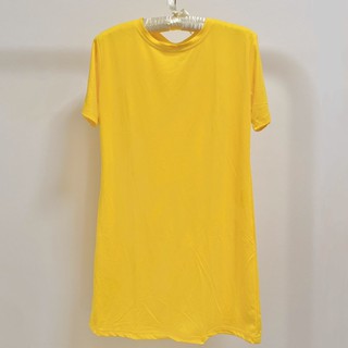 全新✨亮黃色連衣裙 圓領連身裙 休閒洋裝 素色睡衣