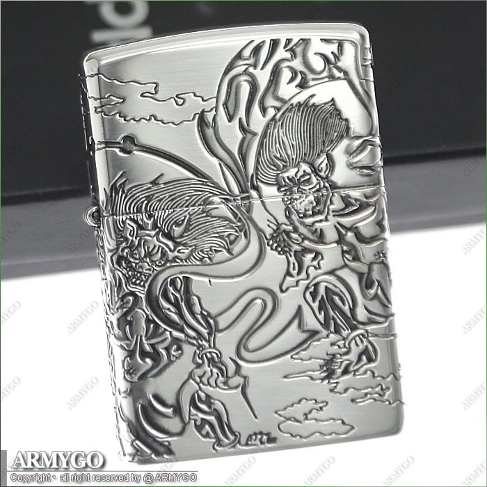 Zippo原廠打火機 日系 風神雷神系列 銀色款 蝦皮購物