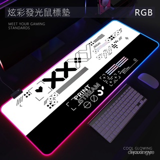 【現貨熱賣】CS GO係列RGB髮光鼠標墊超大號加厚電競鍵盤墊氛圍燈遊戲動漫定製