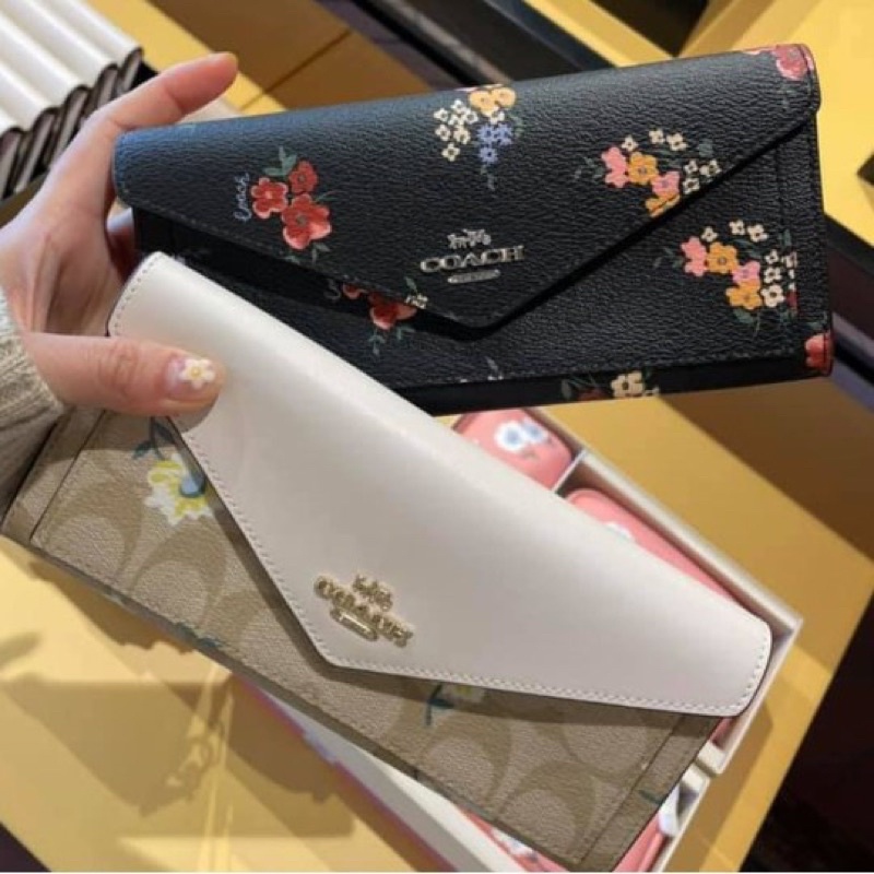 ［❤️COACH 美國正品］碎花款搭扣長夾/錢包 3721