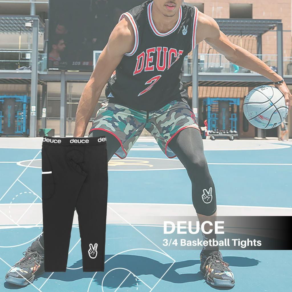 Deuce Brand 雙腿 束褲 Basketball Tights 大LOGO 7分 黑色 運動 籃球【ACS】