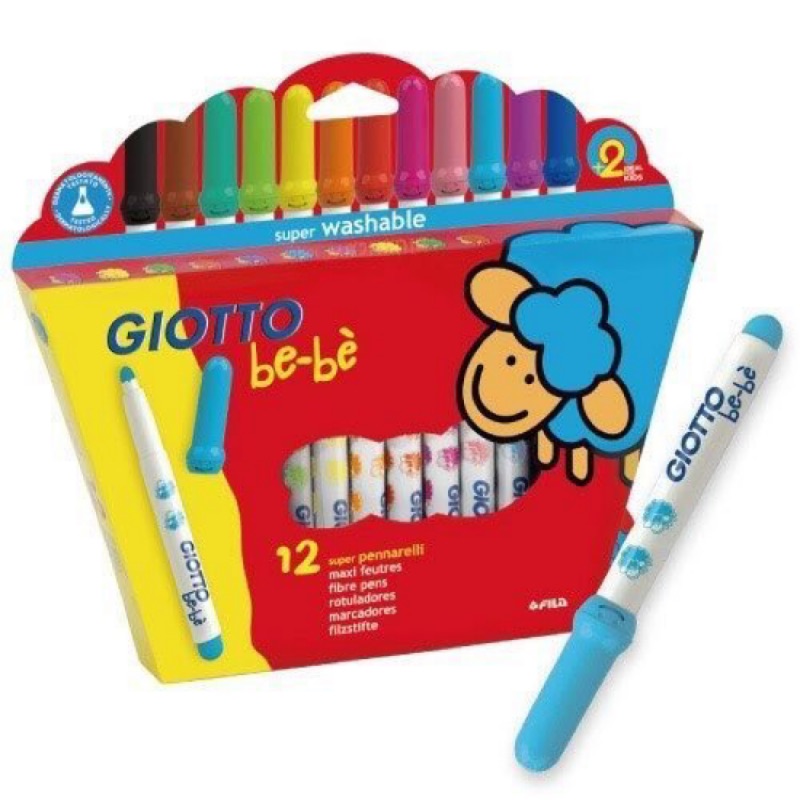 義大利 GIOTTO BEBE 彩繪-可洗式寶寶彩色筆 / 可洗彩色筆（12色）
