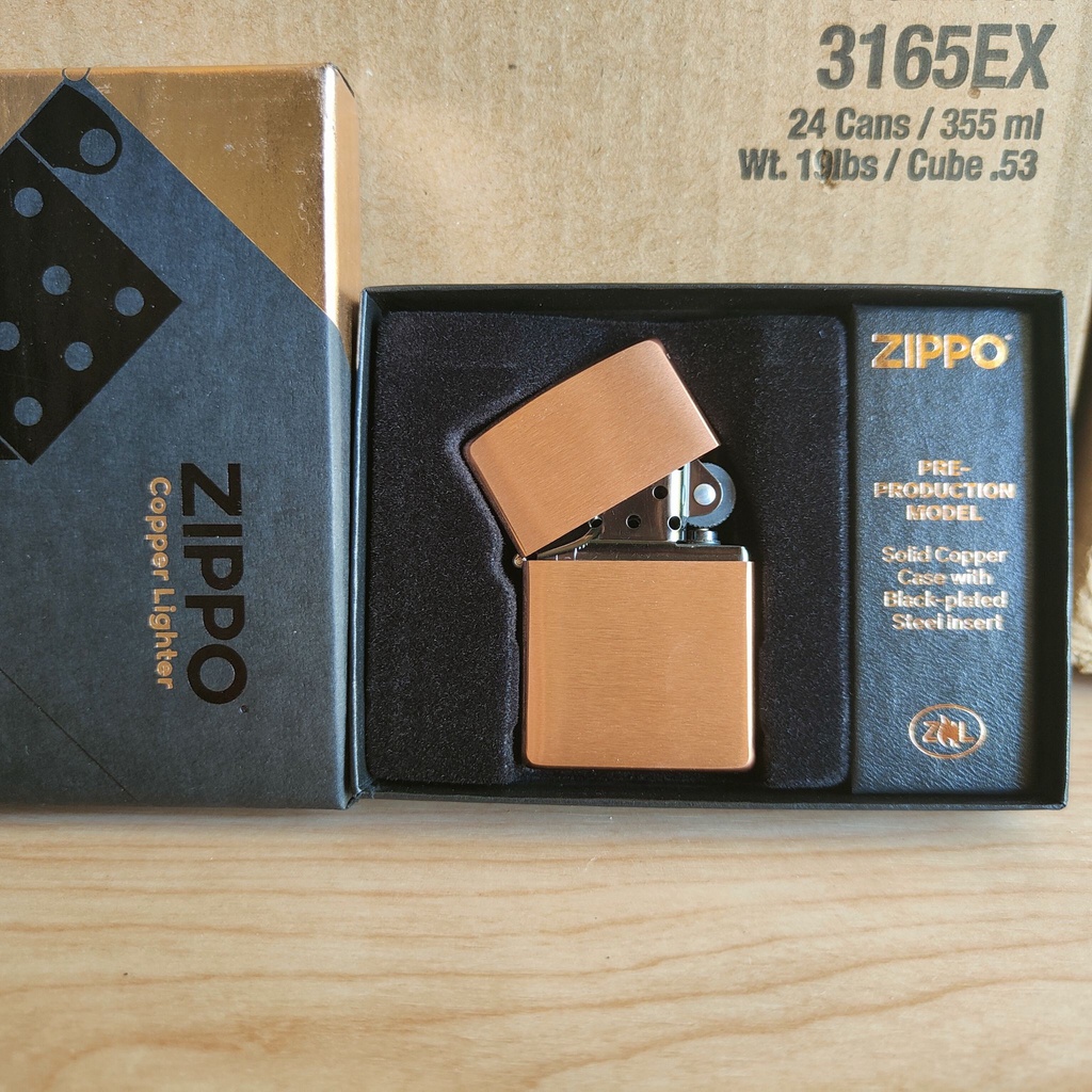 售罄、留檔】美國Zippo 打火機正品90周年紀念版純紅銅拉絲黑色內膽 