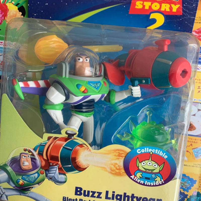 玩具總動員 稀有絕版 透明三眼怪 巴斯光年 吊卡 Disney Toystory 火箭炮造型 發射遊戲 抿嘴巴斯