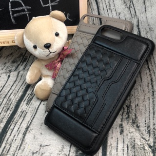 APPLE IPHONE i6/ i6+/i6s+/i7/i7+/i8/i8+時尚經典編織紋可站立夾層手機殼
