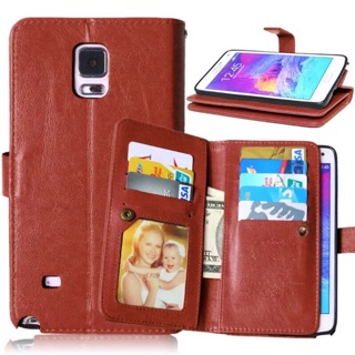 三星Note4 多卡錢包手機皮套 Note4 多功能九卡插卡保護套 瘋馬紋仿皮+錢包插卡