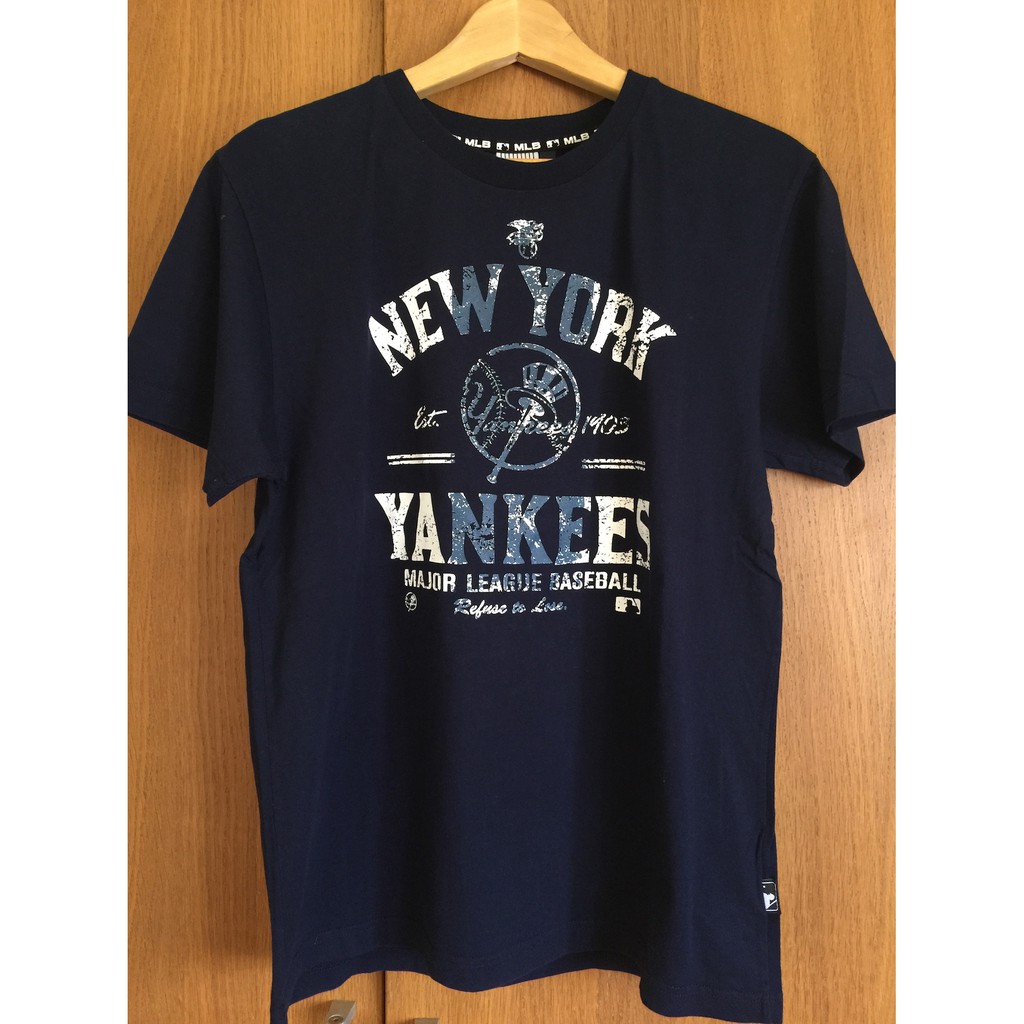 MLB 紐約洋基隊 男短袖T恤 (M) 藍色