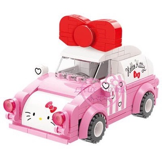 ♥小公主日本精品♥HelloKitty汽車公車巴士造型積木2款粉紅小汽車~8