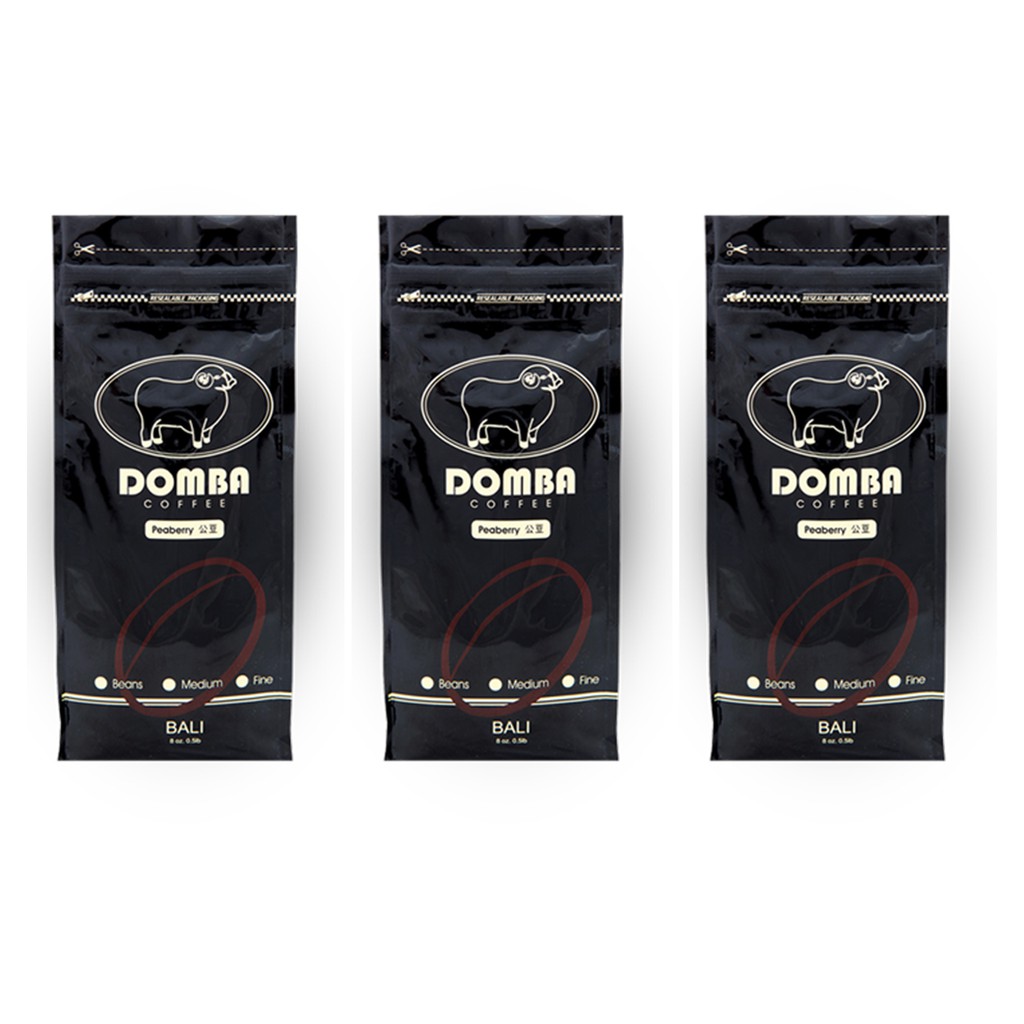 咖啡公豆3件組 峇里島小綿羊黃金咖啡 DOMBA COFFEE Peaberry（半磅/225g x 3）