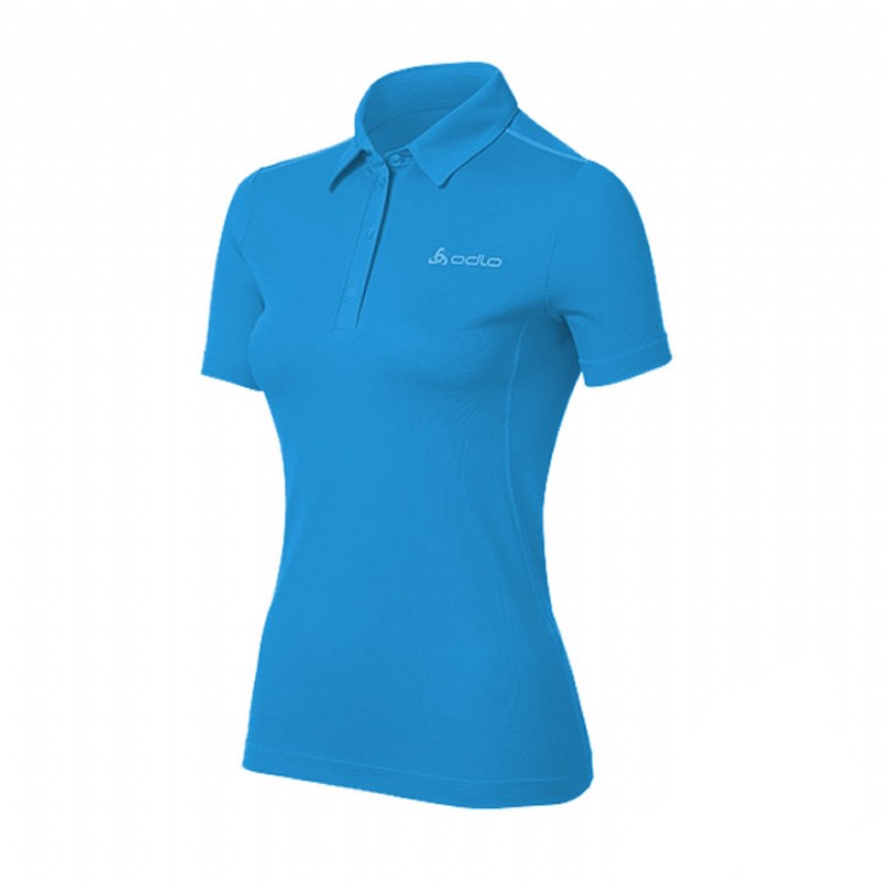 瑞士ODLO銀纖維排汗衣 (OL200831-LIGHT-BLU) 女 銀離子抗UV短袖POLO衫 亮藍