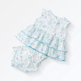 日本夏天彌月禮盒【女寶寶 未來光芒 裙擺上衣＋包屁褲70尺碼】4～10個月 有機棉 日本Haruulala