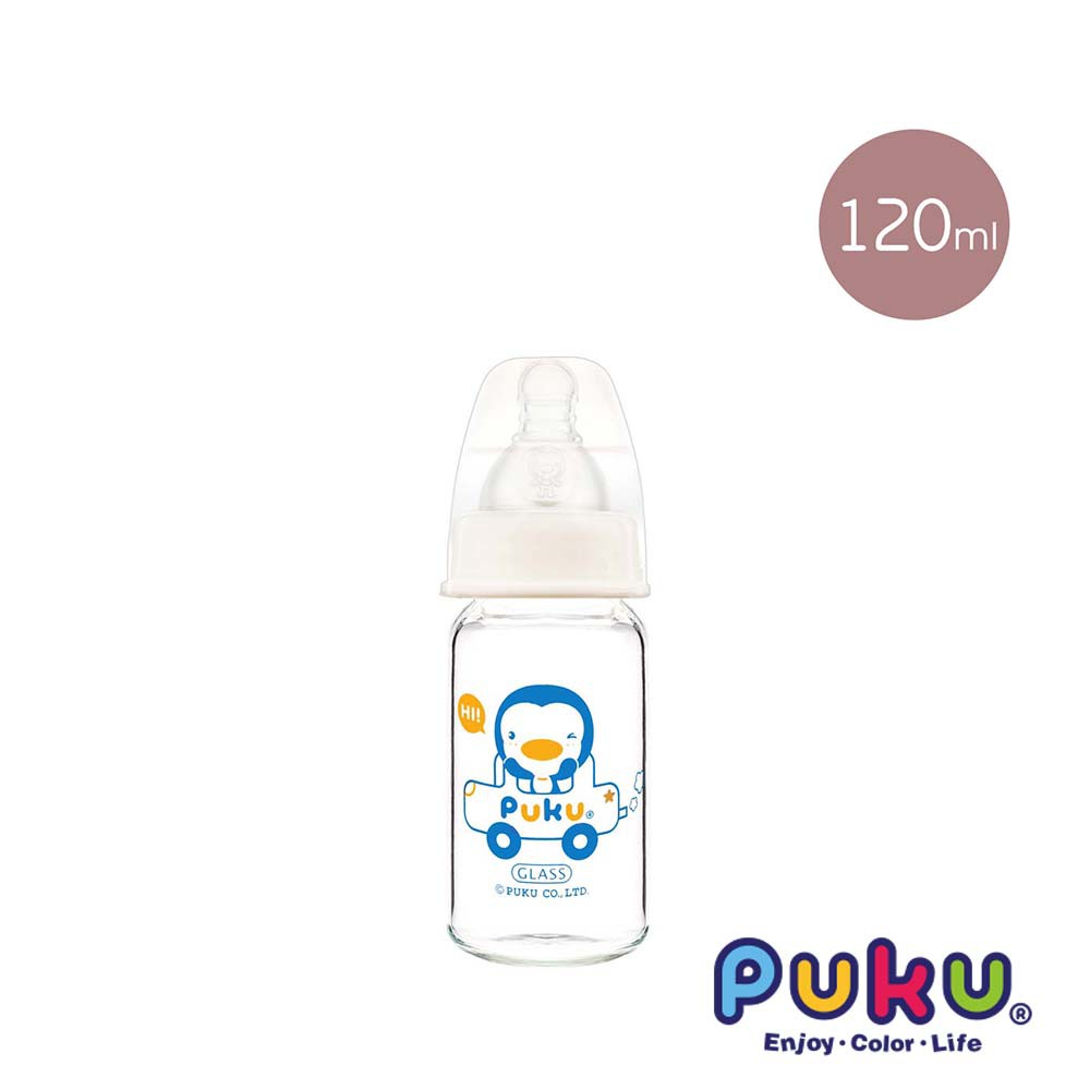PUKU藍色企鵝 實感標準耐熱玻璃奶瓶120ml