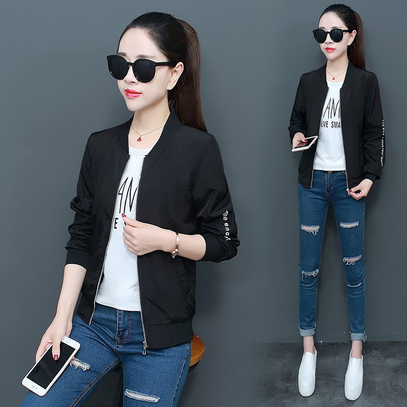 新款上市 雙層帶裏 女夾克拉鏈衫春夏新款外套女大碼小外套女上衣棒球服 蝦皮購物