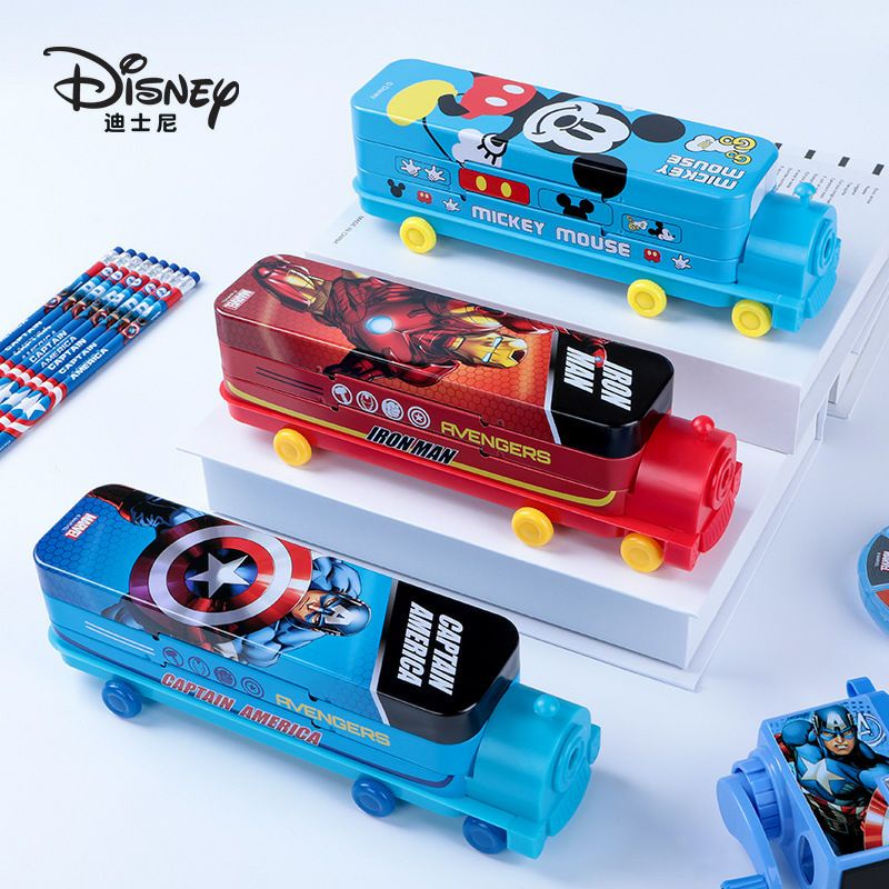 火車頭鉛筆盒 正版 迪士尼 鉛筆盒 雙層鉛筆盒 鉛筆盒造型車 冰雪奇緣 米老鼠 美國隊長 蜘蛛人 鋼鐵人 超級飛俠
