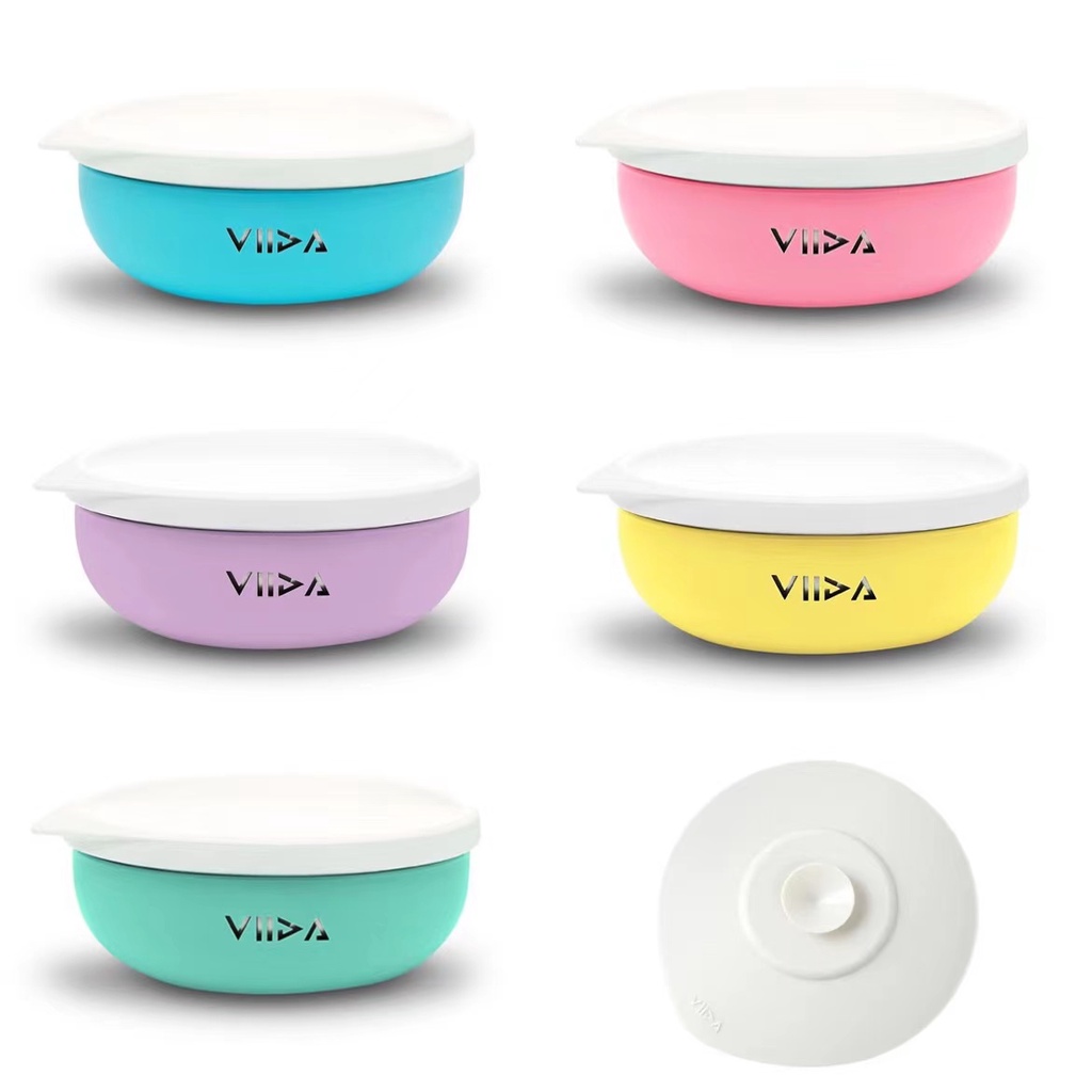 VIIDA Soufflé 抗菌不鏽鋼兒童餐碗 不鏽鋼碗 兒童學習碗 兒童餐具  學習餐具(五色) 吸盤碗