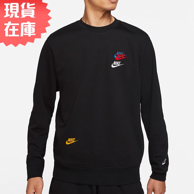 NIKE 男裝 長袖 休閒 刺繡 三勾 針織 黑【運動世界】DJ6915-010