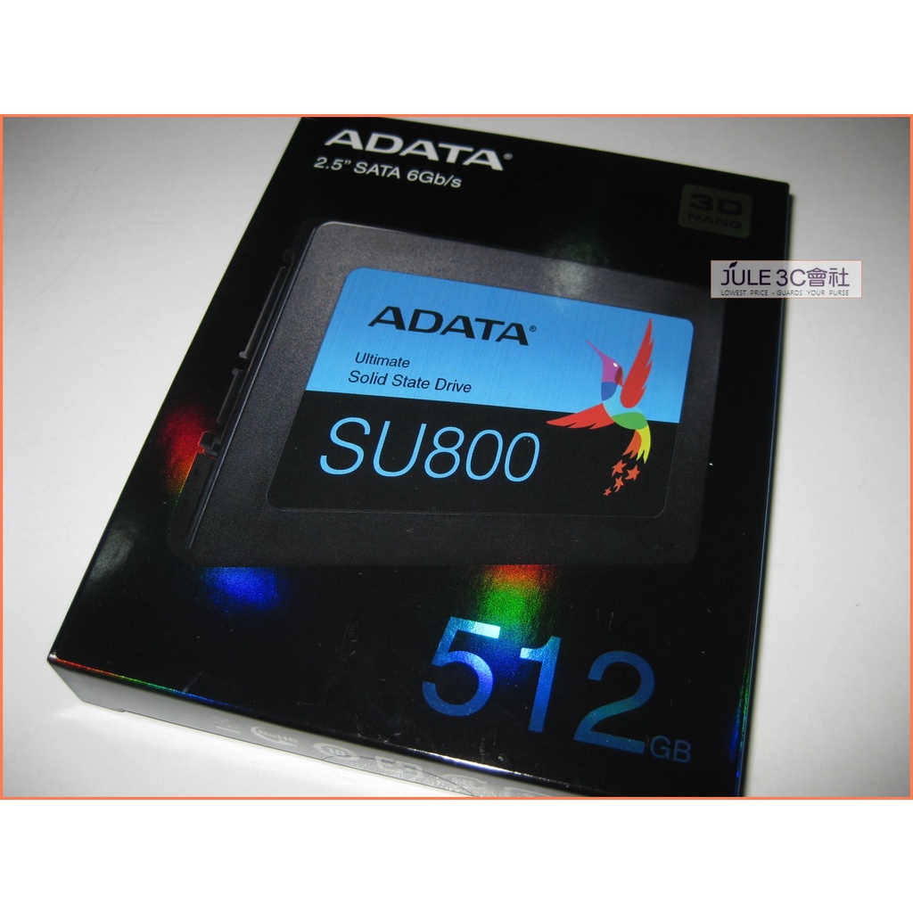 JULE 3C會社-威剛A-DATA Ultimate SU800 512G SSD 全新盒裝/2.5吋 固態硬碟