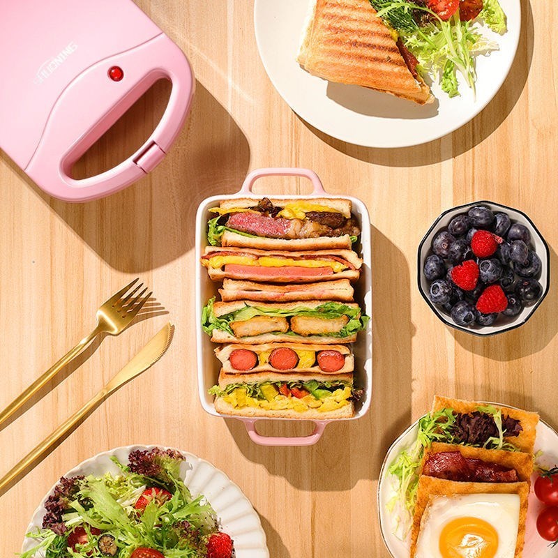 麵包機三明治機烤麵包機吐司機三明治機多功能輕食早餐機雙面加熱麵包機小型吐司壓烤機華夫餅機