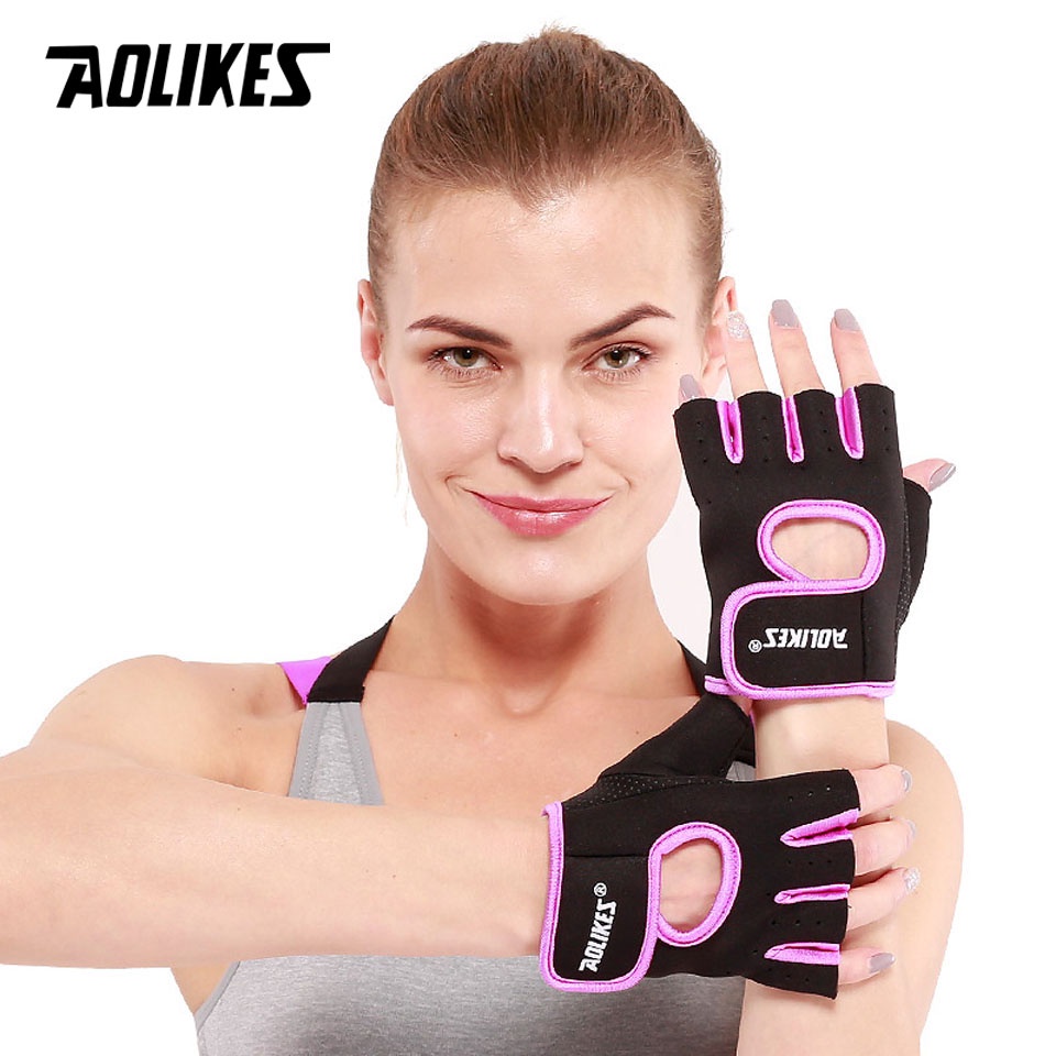 Aolikes 1 雙男士女士健身房半指運動健身鍛煉訓練手腕手套防滑阻力舉重手套