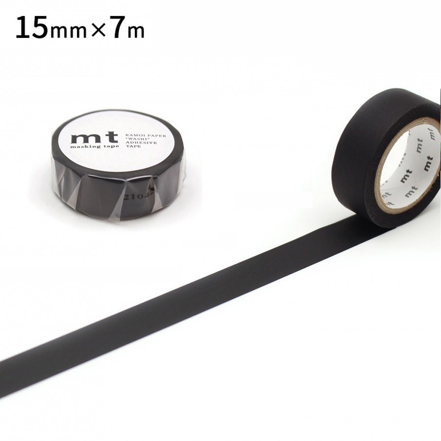 【莫莫日貨】新裝上市 日本原裝進口 2016 mt 素色系列 無地 和紙膠帶 - 純黑 MT01P207R