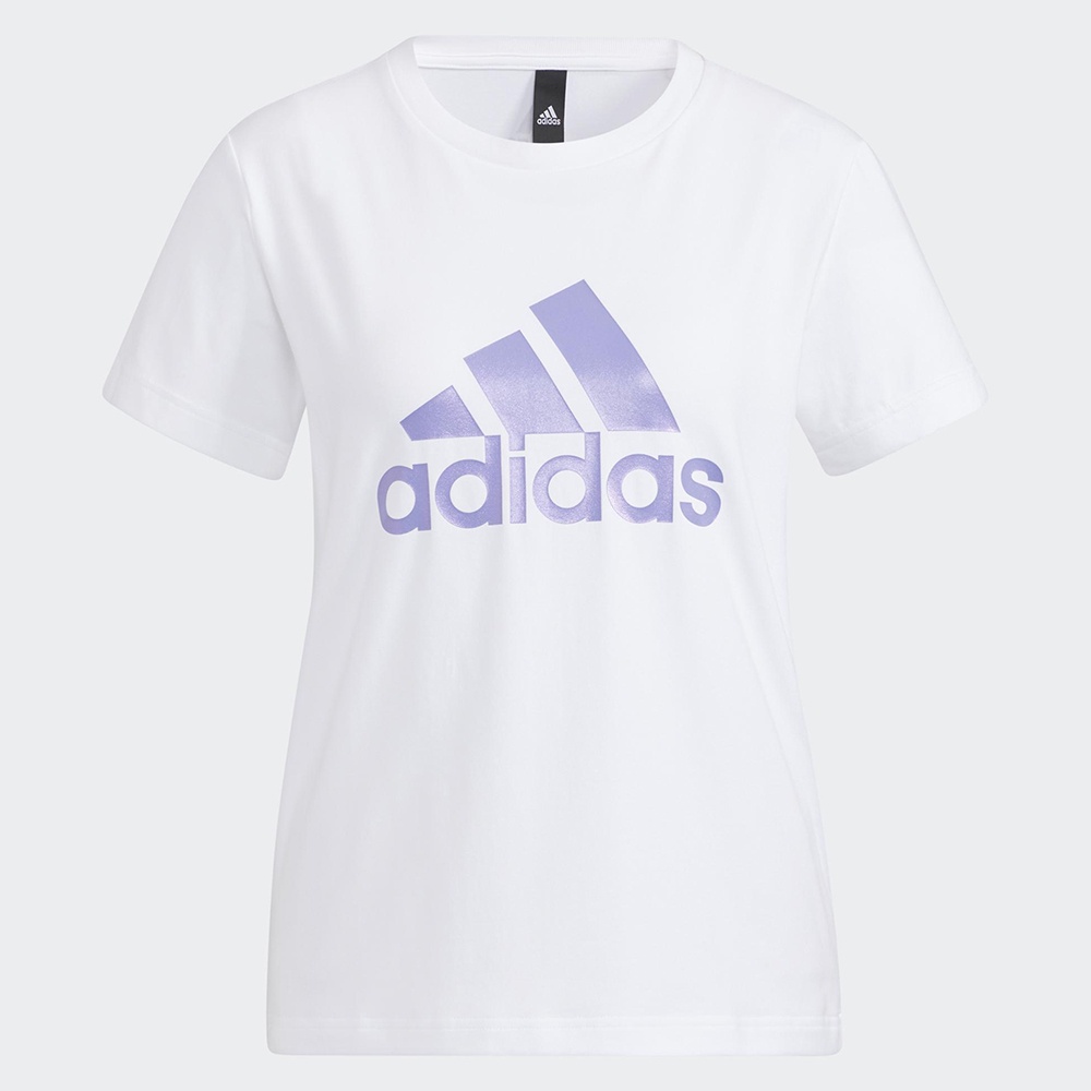 Adidas FUTURE ICONS 女裝 短袖 T恤 LOGO 棉 白紫【運動世界】HE9975
